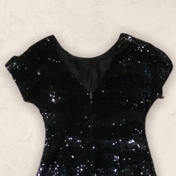 Vintage Oleg Cassini Black Silk and Sequin Dress Sz 8 - Picture 9 of 15